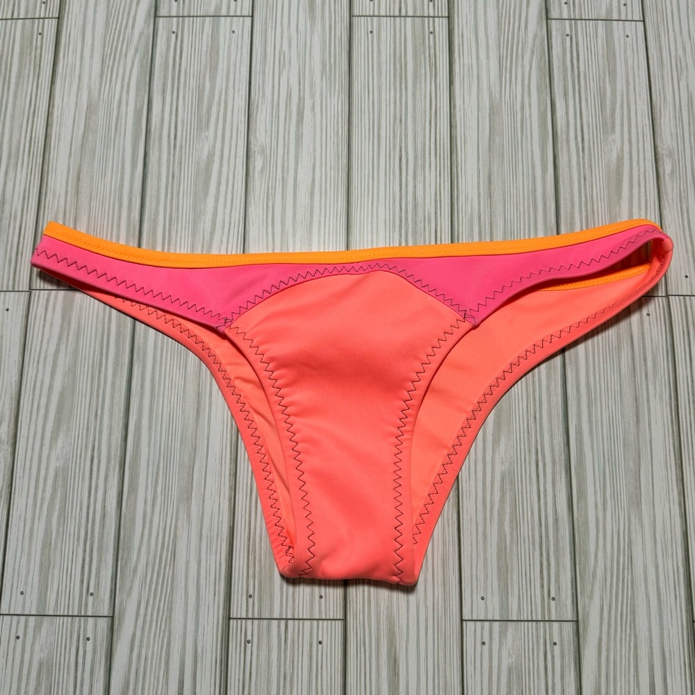 NEW Victoria’s Secret Swim Bikini Set Neoprene Orange Pink 36DD Sporty Zip - Picture 5 of 8